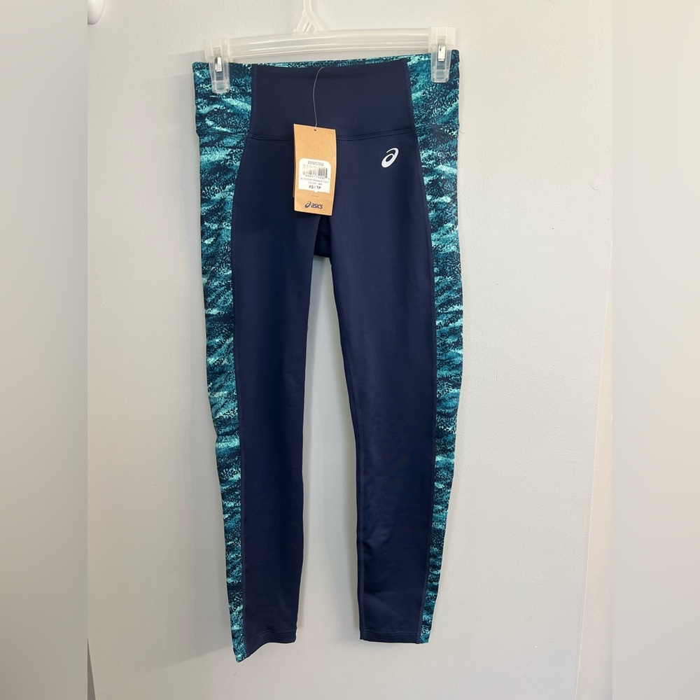 Asics 7/8 Performance Tight Blue Leggings Women’s Size XS Yoga Chic